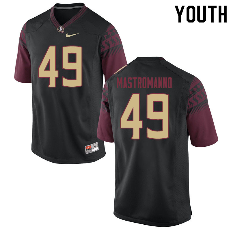 Youth #49 Alex Mastromanno Florida State Seminoles College Football Jerseys Sale-Black - Click Image to Close